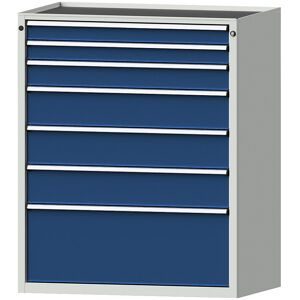 Schubladenschrank, BxT 1060 x 675 mm, Schubladentraglast 100 kg, 7 Schubladen, Höhe 1280 mm, Front enzianblau ANKE