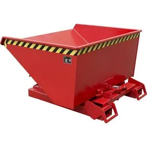 Kippbehälter automatisch, Volumen 0,9 m³, rot RAL 3000 eurokraft pro