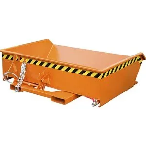 Mini-Späne-Kippbehälter, niedrige Bauhöhe, Volumen 0,61 m³, orange RAL 2000 eurokraft pro