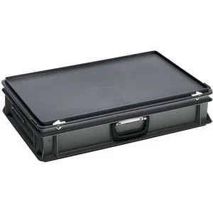kaiserkraft ESD-Kunststoffkoffer, Inhalt 20 l, Außenmaß LxBxH 600 x 400 x 135 mm, ab 10 Stück