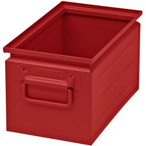 kaiserkraft Stapelkasten aus Stahlblech, Volumen ca. 14 l, feuerrot RAL 3000