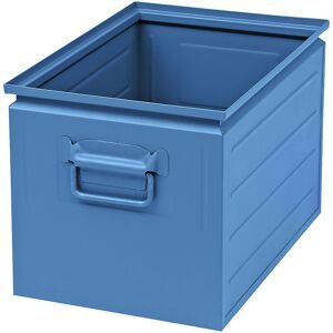 kaiserkraft Stapelkasten aus Stahlblech, Volumen ca. 35 l, lichtblau RAL 5012