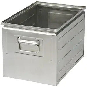 kaiserkraft Stapelkasten aus Stahlblech, Volumen ca. 35 l, verzinkt