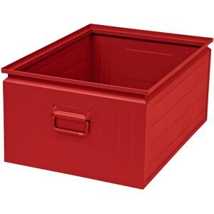 kaiserkraft Stapelkasten aus Stahlblech, Volumen ca. 80 l, feuerrot RAL 3000