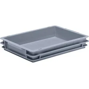 kaiserkraft Euro-Stapelbehälter aus Polypropylen (PP), Traglast 20 kg, silbergrau, Volumen 6 l, Außenhöhe 65 mm, VE 10 Stk
