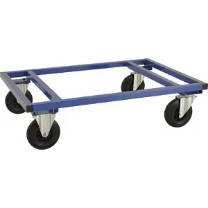 Paletten-Fahrgestell KM217, LxBxH 1200 x 1000 x 305 mm, blau, 2 Lenk- und 2 Bockrollen, ab 5 Stk Kongamek