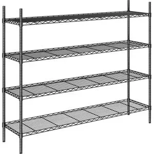 kaiserkraft Stahldraht-Gitterregal, schwarz, Fachlast 100 kg, BxT 1520 x 460 mm, Grundregal, Höhe 1370 mm, 4 Fachböden