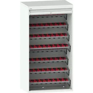 CNC-Schrank mit Rollladen, 8 Ebenen, 64 Halter ISO-SK 50, lichtgrau RAL 7035 LISTA