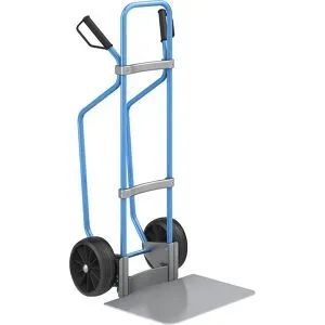 Sackkarre mit Kufen, blau, Schaufel-BxT 450 x 500 mm, verzinkt, Vollgummibereifung eurokraft pro