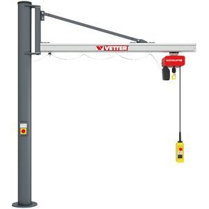 Säulenschwenkkran UNILIFT US, mit Elektrokettenzug BL, Tragfähigkeit 125 kg, Ausladung 4,9 m Vetter