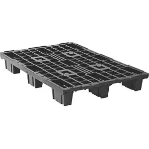 Leichtpalette mit Rand, LxB 1200 x 800 mm, mit 9 Füßen, VE 10 Stk, schwarz ratioform