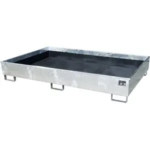 Regal-Bodenwanne mit PE-Einsatz, 1000 l Auffangvolumen, LxBxH 2165 x 1315 x 510 mm, verzinkt, ab 3 Stk eurokraft pro