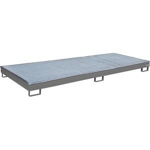 Regal-Bodenwanne mit PE-Einsatz, mit Rost, 240 l, LxBxH 3265 x 1315 x 195 mm, grau eurokraft pro