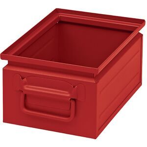 kaiserkraft Stapelkasten aus Stahlblech, Volumen ca. 9 l, feuerrot RAL 3000