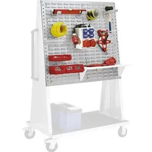 Schlitzplatte aus Stahl für Werkzeugmobil, LxB 991 x 457 mm, weißaluminium RAL 9006 eurokraft pro
