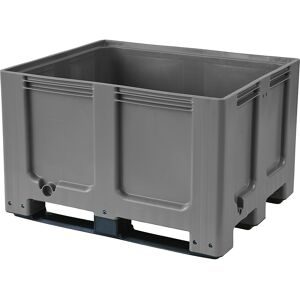 Palettenbox Big Box 680 l, B 1200 x T 1000 x H 790 mm, geschlossen, silbergrau, 3 Kufen