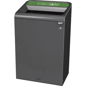 Recyclingstation Rubbermaid Configure, für Glas, 57 l, Magnetverbindung, B 495 x T 367 x H 975 mm, grün