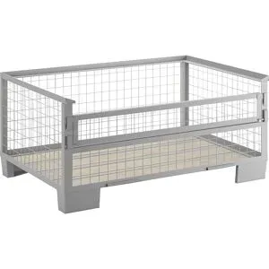 kaiserkraft Gitterbox, mittelhohe Bauform, 1 Längswand halb abklappbar, ab 10 Stück