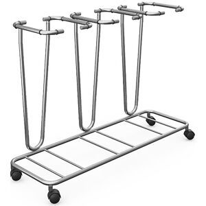 kaiserkraft Müllsackständer ohne Deckel, für Volumen 3 x 70 l, Fahrgestell, Edelstahl