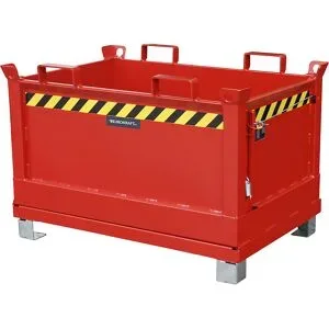 Klappbodenbehälter, Volumen 0,5 m³, feuerrot RAL 3000 eurokraft pro