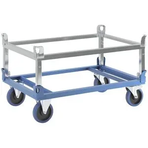 Paletten-Fahrgestell mit Aufsetzrahmen, Tragfähigkeit 1000 kg, blau eurokraft pro