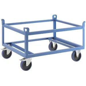 Fahrgestell aus Stahl, für Industriepaletten, Tragfähigkeit 1000 kg, Ladehöhe 650 mm, blau eurokraft pro