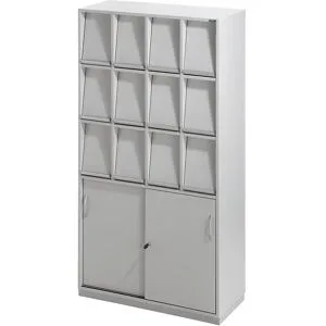 Klappenschrank, mit 12 Klappen und Schiebetürschrank, HxBxT 1864 x 1000 x 420 mm eurokraft pro