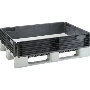 KIGA Kunststoffaufsatzrahmen KIGAFRAME®, L 1200 × B 800 × H 200 mm, stapelbar, PP/PE Recycling-Mix, schwarz