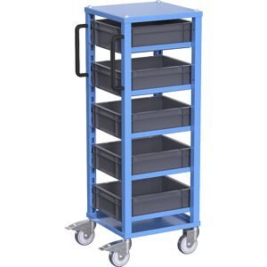 Euro-Transportwagen CustomLine, für Behälter-LxB 400 x 300 mm, blau, mit 5 Kästen, 120 mm hoch eurokraft pro