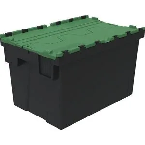 kaiserkraft Mehrweg-Stapelbehälter, LxBxH 600 x 400 x 367 mm, schwarz/grün
