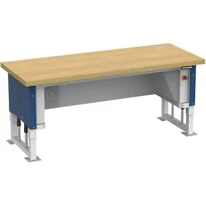 kaiserkraft Schwerlasttisch, elektrisch höhenverstellbar, Plattenbreite 2030 mm, Flächentraglast 1000 kg, enzianblau RAL 5010