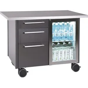 kaiserkraft Service- und Kaffeestation, mit 1 Kühlschrank und 3 Schubladen, LxBxH 1250 x 740 x 900 mm