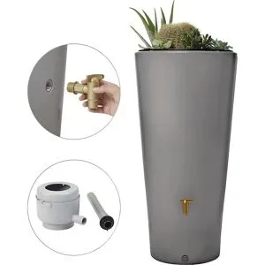 kaiserkraft Regenspeicher VASO, UV- und witterungsbeständig, Volumen 220 l, zinkgrau