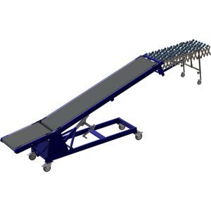 kaiserkraft Be- und Entladeförder, Tragfähigkeit 30 kg/m, Bahnlänge 4200 - 6200 mm, B 600 mm