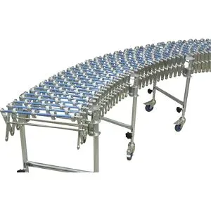 Scheren-Röllchenbahn, Bahn-L 1300 - 4500 mm, Bahn-B 400 mm, Stahl, 3 Stützfüße Blume