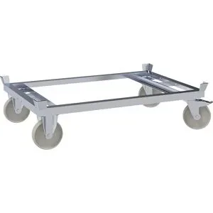 kaiserkraft Paletten-Fahrgestell, LxB 1200 x 800 mm, Tragfähigkeit 1200 kg, Polyamid-Räder