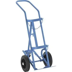Stahl- und Gasflaschenkarre, für Stahlflasche bis Ø 285 mm, bis Höhe 1,2 m, mit Stützrad, Vollgummireifen eurokraft pro