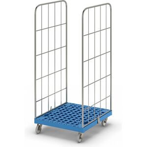 kaiserkraft Rollbehälter MODULAR, Kunststoff-Rollplatte, Gitter 2-seitig, Platte hellblau