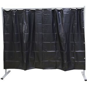 kaiserkraft Schweißer-Schutzwand fahrbar, 1 teilige Ausführung, HxB 1900 x 2100 mm, mit Schweißerschutzfolie, dunkelgrün