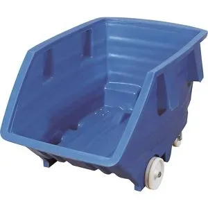 kaiserkraft Kippbehälter aus Polyethylen, mit Rollen, Volumen 0,5 m³, blau