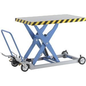 Scherenhubtischwagen, Tragfähigkeit 1000 kg, Hub manuell, Hubbereich 320 - 1200 mm, Elastikräder eurokraft pro