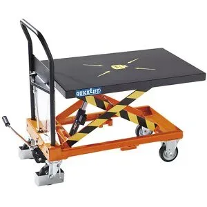 kaiserkraft Scheren-Hubwagen, Tragfähigkeit 400 kg, Hub je Pedaltritt mit QuickLift 28 mm