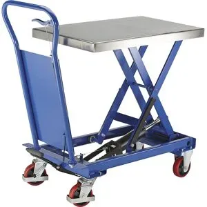 kaiserkraft Hubplattformwagen Standard, Edelstahlplattform, Tragfähigkeit 750 kg