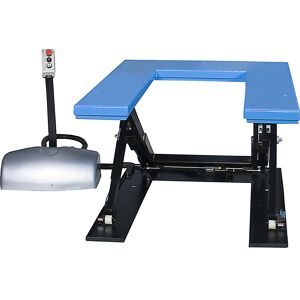 kaiserkraft Flachform-Hubtisch, U-Plattform, Tragfähigkeit 1000 kg, Betriebsspannung 400 V