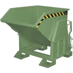 Kippbehälter, Standard-Bauhöhe, ohne Fahrwerk, Volumen 0,5 m³, lackiert grün RAL 6011 eurokraft pro