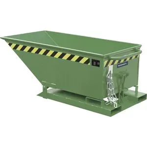Kippmulde mit Klappmechanismus, Bauform niedrig, Volumen 0,25 m³, grün RAL 6011 eurokraft pro