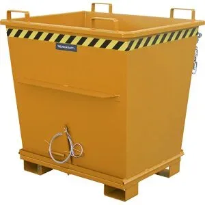 Konischer Klappbodenbehälter, Volumen 1,0 m³, Traglast 2000 kg, orange RAL 2000 eurokraft pro