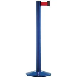 kaiserkraft Gurtpfosten aus Aluminium, Pfosten blau, Auszug 2300 mm, Gurtfarbe Rot