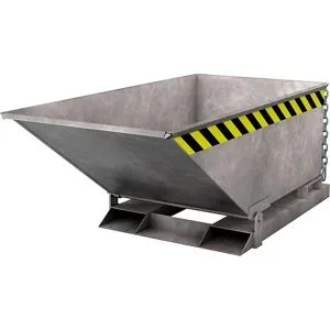 Kippmulde mit Klappmechanismus, Bauform niedrig, Volumen 0,25 m³, feuerverzinkt nach EN ISO 1461 eurokraft pro