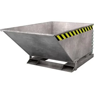 Kippmulde mit Klappmechanismus, Bauform niedrig, Volumen 0,4 m³, feuerverzinkt nach EN ISO 1461 eurokraft pro